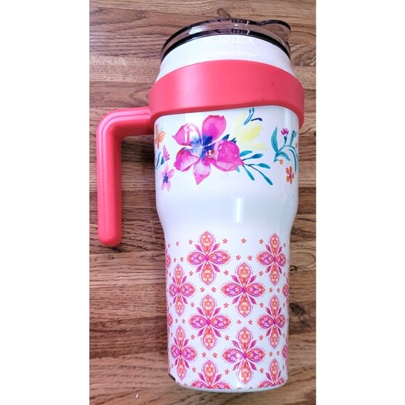 The Pioneer Woman 40oz Folk Geo Pink Stainless Steel Insulated Tumbler Handle - Picture 5 of 14